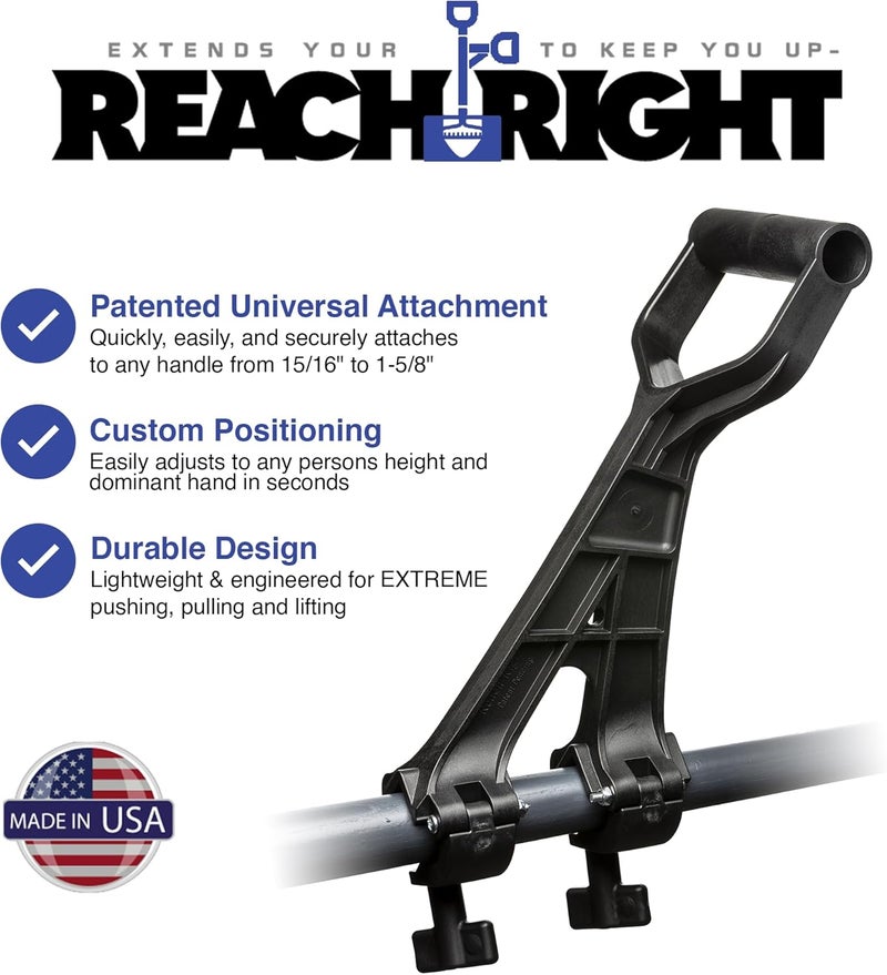Reach Right Universal Handle Attachment for Snow Shovel, Weedeater, String Trimmer, Rake & More | Versatile Ergonomic Back Saving Attachment for All Gardening Tools | Yard Tool Gifts (2 Pack) - Image 2